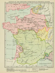 Ausmaß der englischen Eroberungen in Frankreich, 1429 n. Chr. (Farblithografie)