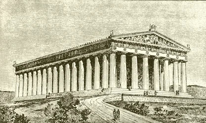 Außenansicht des Parthenon in Athen zur Zeit seiner Erbauer