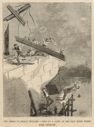 Sturz eines Steins bei den East River-Werken nahe Brooklyn