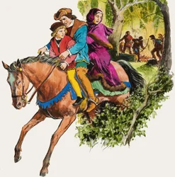 Familie auf einem Pferd