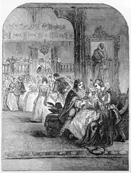 Erstes Treffen von Prinz Charles (1600-49) mit Prinzessin Henrietta (1609-69) in Paris