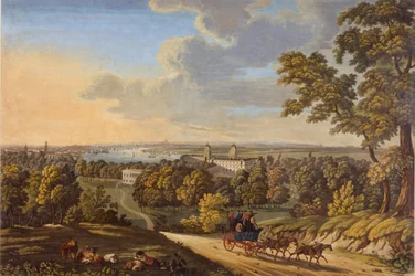Flamstead Hill, Greenwich: Die Postkutsche fährt nach Süden, ca. 1810-20