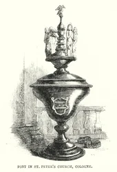 Taufbecken in der St. Peter Kirche, Köln (Gravur)