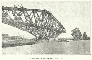 Forth Bridge während des Baus