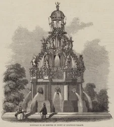 Brunnen vor dem Holyrood Palace (Gravur)