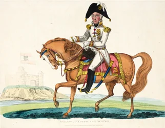 Franz II., Kaiser von Österreich, veröffentlicht von Richard Evans, graviert von Romney, Illustration aus An Historical Account of the Battle of Waterloo von William Mudford, 1816