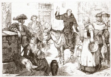 Franz Lambert predigt, Illustration aus Die Geschichte des Protestantismus von James Aitken Wylie, veröffentlicht 1878