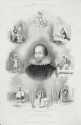 Frontispiz für die Historien, aus The Complete Works of Shakespeare, überarbeitet von J. O. Halliwell, graviert von G. Greatbach