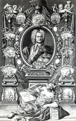 Frontispiz zur Naval History of England von Thomas Lediard, veröffentlicht 1735