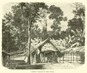 Gabun-Dorf im Wald