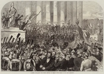 Gambetta verkündet die Französische Republik vor dem Palast des Corps Législatif