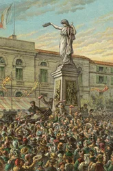 Garibaldi enthüllt das Mentana-Denkmal in Mailand