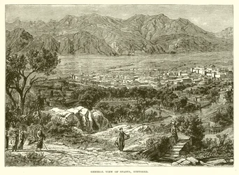 Gesamtansicht von Sparta, restauriert