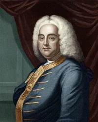 Georg Friedrich Händel, gestochen von Thomson (spätere Kolorierung)