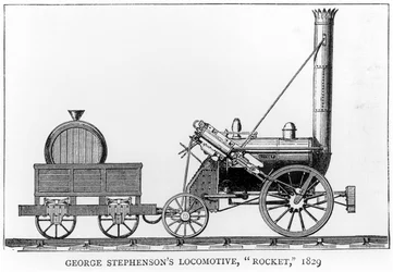 George Stephensons Lokomotive, Rocket, 1829