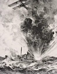 Deutsches U-Boot bombardiert und versenkt am 26. August 1915, aus 