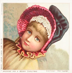 Mädchen mit Haube, Weihnachtskarte