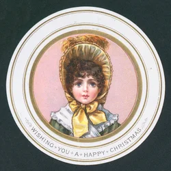 Mädchen mit Haube, Weihnachtskarte