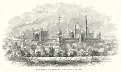 Große Moschee in Delhi von Nordosten (Gravur)