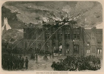 Großes Feuer bei Laurie und Marner, Oxford Street, London