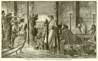 Griechisches Bankett – Empfang für Sokrates im Haus des Agathon