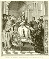 Gregor IX. empfängt die Dekretalen (Camera Della Segnatura)
