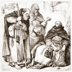 Gruppe von Bettelmönchen, Illustration aus Die Geschichte des Protestantismus von James Aitken Wylie, veröffentlicht 1878