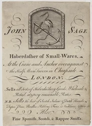 Kurzwarenhändler, John Sage, Visitenkarte
