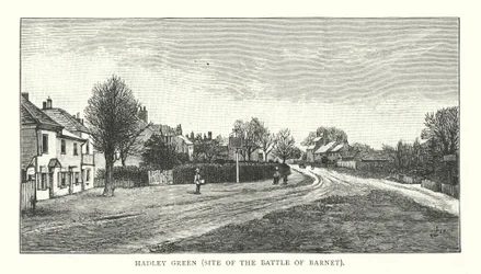 Hadley Green, Ort der Schlacht von Barnet (Gravur)