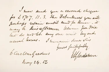Handschrift und Unterschrift von William Eward Gladstone, 1852