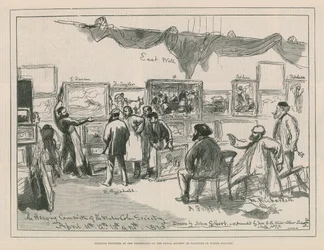 Bilderaufhängung bei der Ausstellung der Königlichen Gesellschaft der Aquarellmaler