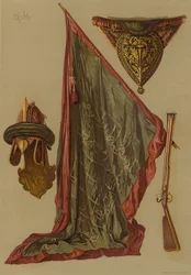 Helm und Standarte von Tippoo Sultan