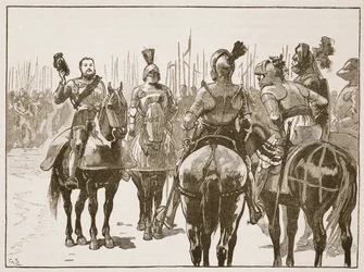 Heinrich und die gefangenen französischen Offiziere, Illustration aus Cassells Illustrierter Geschichte Englands