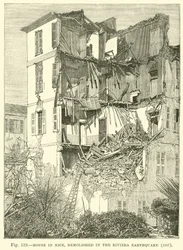 Haus in Nizza, zerstört durch das Riviera-Erdbeben 1887