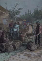 Hudson Bay Company, Handelsposten Mitte des 19. Jahrhunderts, späte 19. Jahrhundert (Gravur)