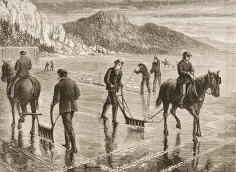 Eisernte am Hudson River, Bundesstaat New York, ca. 1870, aus 