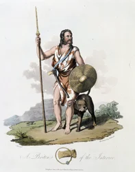 Bewohner der Britischen Inseln und sein Hund - in „Celts and Goths, customs of the inhabitants of the British Isles of the early 6th century and of the Goth nations of the west coast of the Baltic“