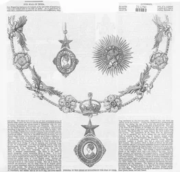 Insignien des Ordens der Ritterschaft Der Stern von Indien, aus The Illustrated London News