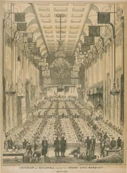 Innenraum der Guildhall während des großen städtischen Banketts, 9. November 1837