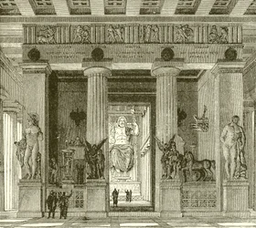 Innenansicht des prächtigen Tempels des Zeus in Olympia