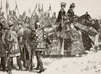 Interview zwischen Becket und König Heinrich, Illustration aus Cassells Illustrierter Geschichte Englands