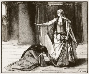 Interview zwischen der Kaiserin Matilda und Königin Maud, Illustration aus Cassells Illustrierter Geschichte Englands