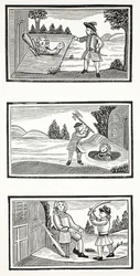 Jack und die Riesen, Illustration aus Chap-books des achtzehnten Jahrhunderts von John Ashton, veröffentlicht 1882