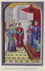 Jacob Von Artaveld hält seinen Staat in Gent (farbiger Stich)