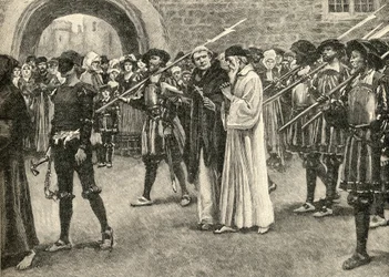 John Frith (1503-33) auf dem Weg zu seinem Martyrium