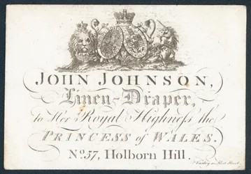 John Johnson, Leinenhändler, Visitenkarte