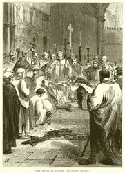 Johann kniet vor dem Legaten des Papstes