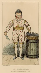 Joseph Grimaldi als Clown in Harlekin und Friar Bacon