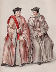 Richter in ihren Roben während der Herrschaft von Elisabeth I., aus 