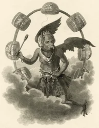 Jupiter, ein Idol der Chinesen, Illustration aus Die Welt: oder der gegenwärtige Zustand des Universums, eine allgemeine und vollständige Sammlung moderner Reisen und Reisen, von Cavendish Pelham, veröffentlicht